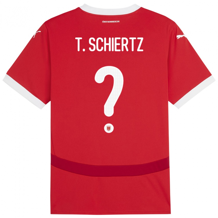 Mænd Østrig Tammo Schiertz #0 Rød Hjemmebane Spillertrøjer 24-26 Trøje T-Shirt