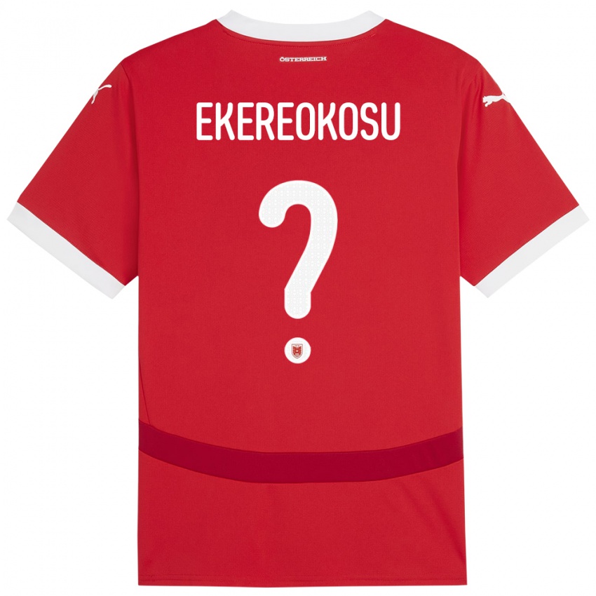Mænd Østrig Tare Ekereokosu #0 Rød Hjemmebane Spillertrøjer 24-26 Trøje T-Shirt