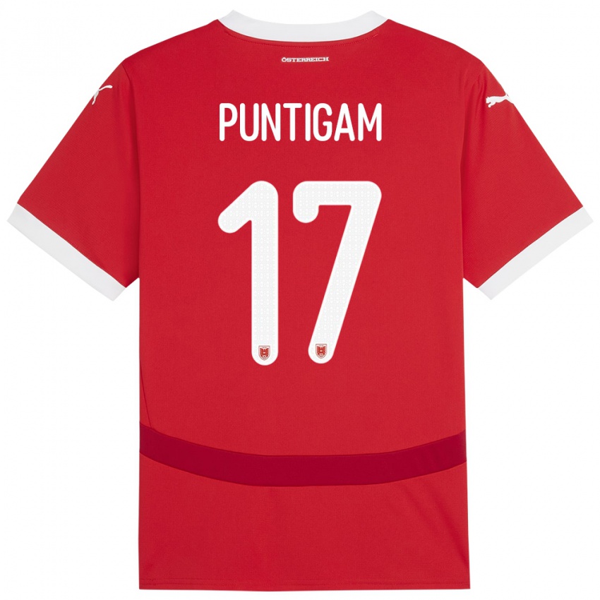 Mænd Østrig Sarah Puntigam #17 Rød Hjemmebane Spillertrøjer 24-26 Trøje T-Shirt