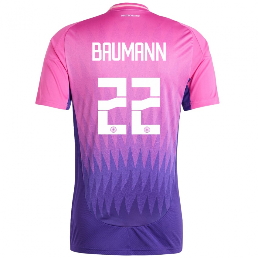 Mænd Tyskland Oliver Baumann #22 Pink Lilla Udebane Spillertrøjer 24-26 Trøje T-Shirt