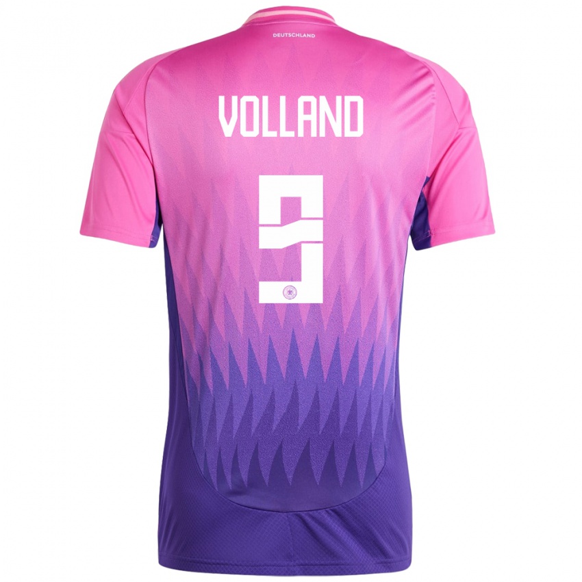 Mænd Tyskland Kevin Volland #9 Pink Lilla Udebane Spillertrøjer 24-26 Trøje T-Shirt