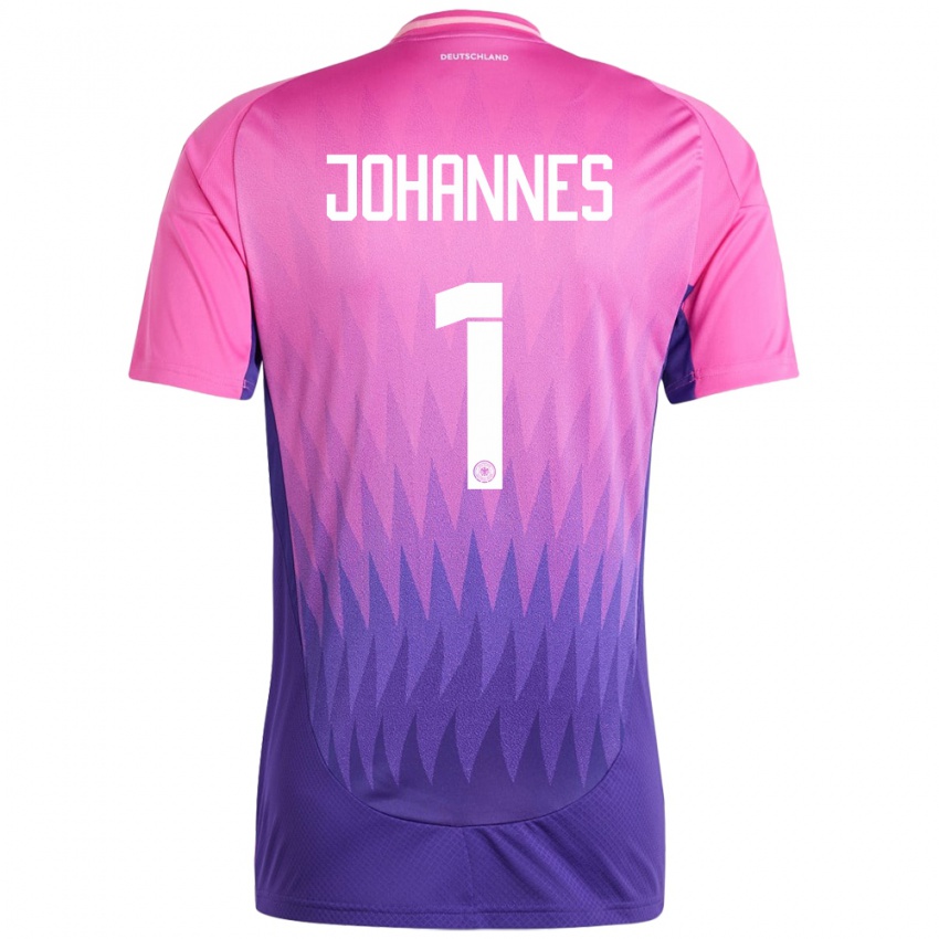 Mænd Tyskland Stina Johannes #1 Pink Lilla Udebane Spillertrøjer 24-26 Trøje T-Shirt