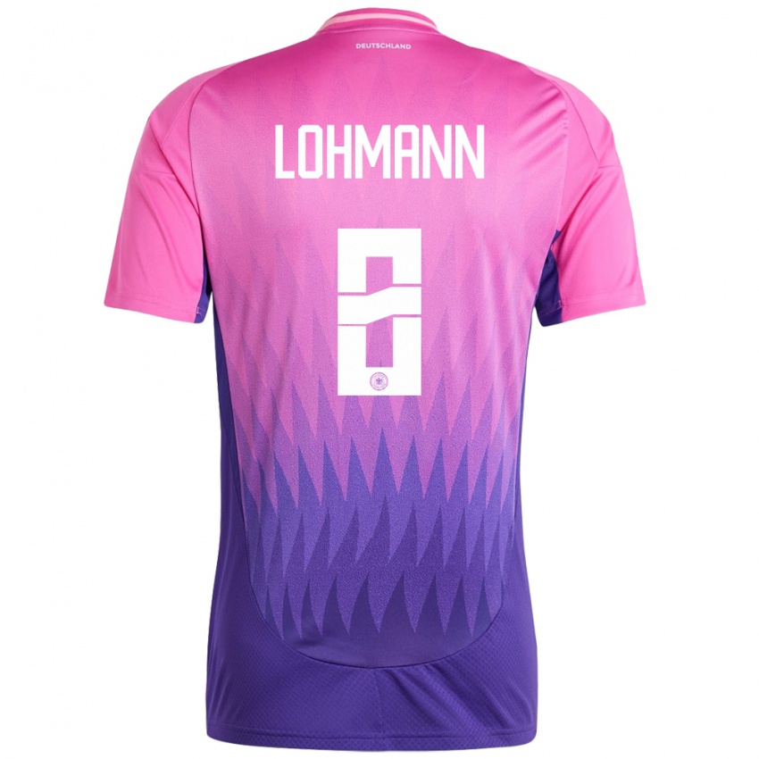 Mænd Tyskland Sydney Lohmann #8 Pink Lilla Udebane Spillertrøjer 24-26 Trøje T-Shirt
