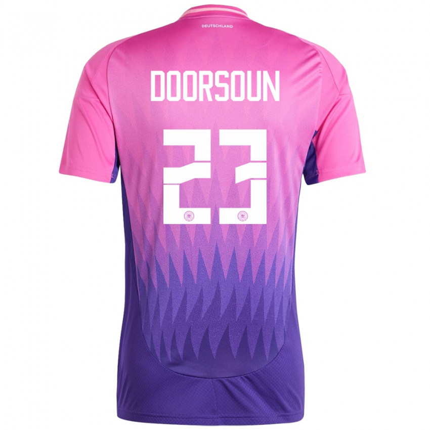 Mænd Tyskland Sara Doorsoun #23 Pink Lilla Udebane Spillertrøjer 24-26 Trøje T-Shirt