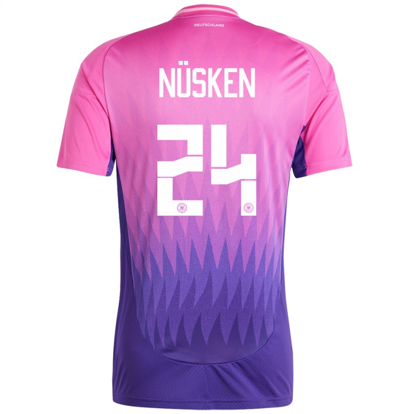Mænd Tyskland Sjoeke Nusken #24 Pink Lilla Udebane Spillertrøjer 24-26 Trøje T-Shirt