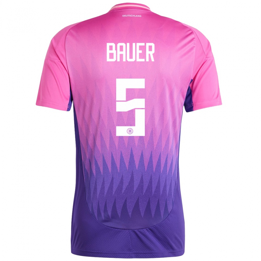 Mænd Tyskland Maximilian Bauer #5 Pink Lilla Udebane Spillertrøjer 24-26 Trøje T-Shirt