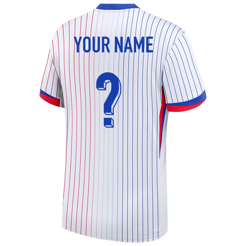 Mænd Frankrig Dit Navn #0 Hvid Udebane Spillertrøjer 24-26 Trøje T-Shirt