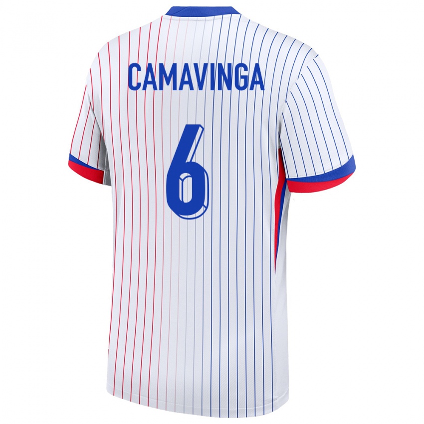 Mænd Frankrig Eduardo Camavinga #6 Hvid Udebane Spillertrøjer 24-26 Trøje T-Shirt