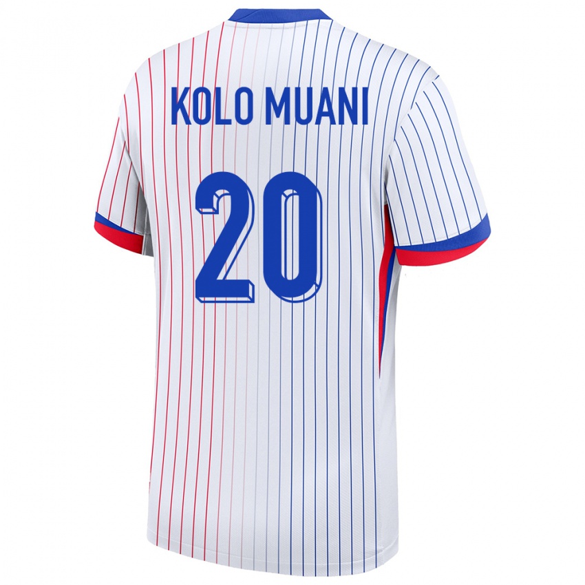 Mænd Frankrig Randal Kolo Muani #20 Hvid Udebane Spillertrøjer 24-26 Trøje T-Shirt