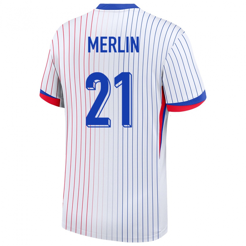 Mænd Frankrig Quentin Merlin #21 Hvid Udebane Spillertrøjer 24-26 Trøje T-Shirt