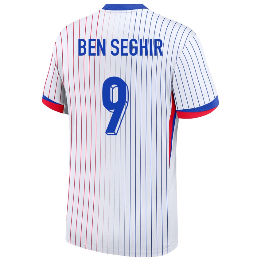 Mænd Frankrig Salim Ben Seghir #9 Hvid Udebane Spillertrøjer 24-26 Trøje T-Shirt
