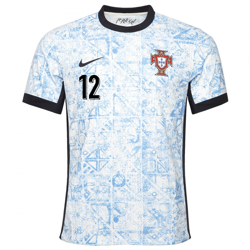 Mænd Portugal Jose Sa #12 Creme Blå Udebane Spillertrøjer 24-26 Trøje T-Shirt