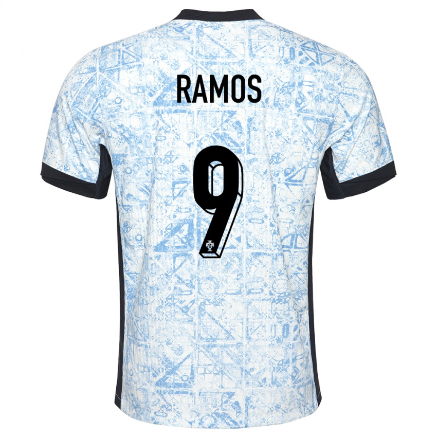Mænd Portugal Goncalo Ramos #9 Creme Blå Udebane Spillertrøjer 24-26 Trøje T-Shirt
