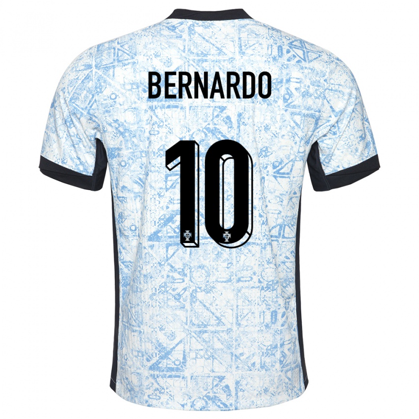 Mænd Portugal Bernardo Silva #10 Creme Blå Udebane Spillertrøjer 24-26 Trøje T-Shirt