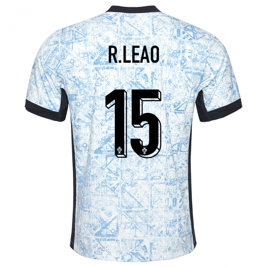 Mænd Portugal Rafael Leao #15 Creme Blå Udebane Spillertrøjer 24-26 Trøje T-Shirt