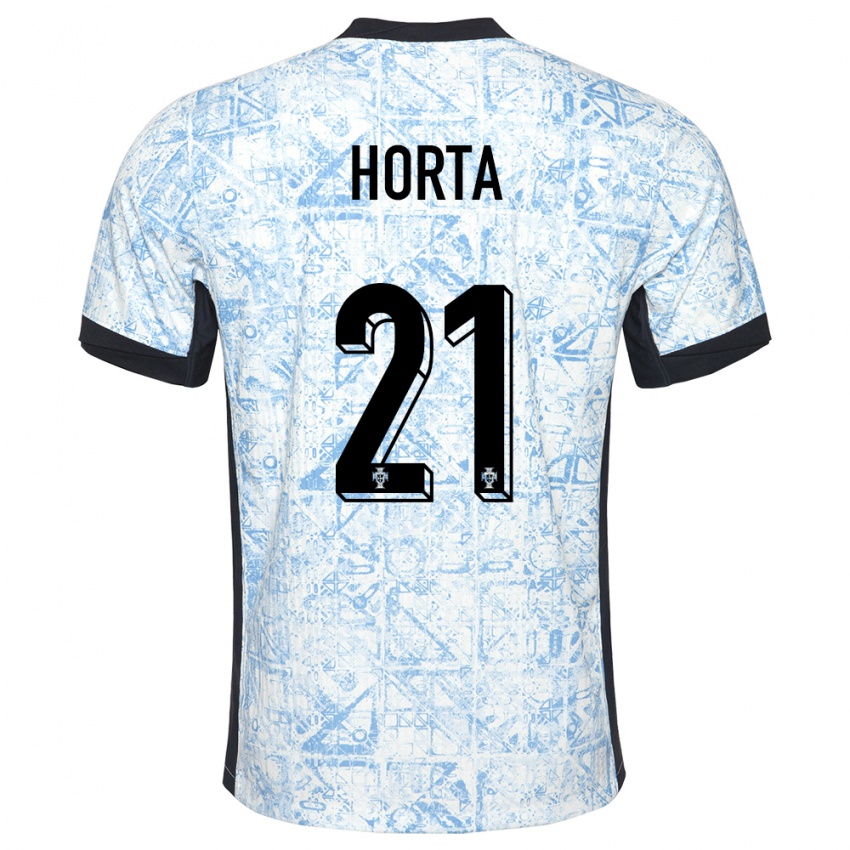 Mænd Portugal Ricardo Horta #21 Creme Blå Udebane Spillertrøjer 24-26 Trøje T-Shirt