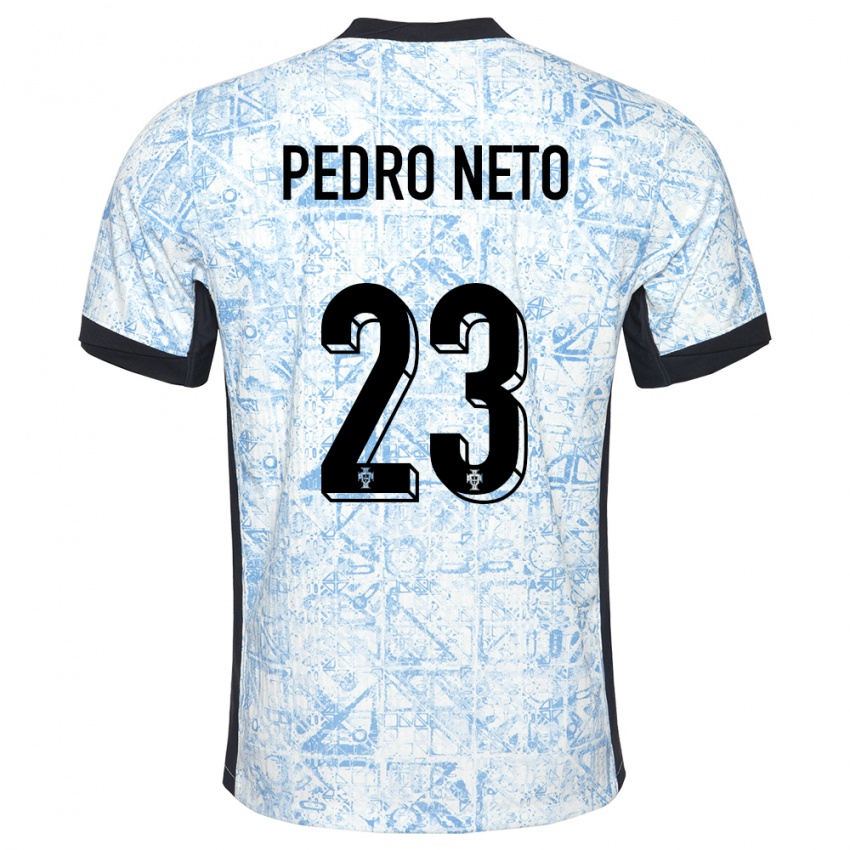 Mænd Portugal Pedro Neto #23 Creme Blå Udebane Spillertrøjer 24-26 Trøje T-Shirt