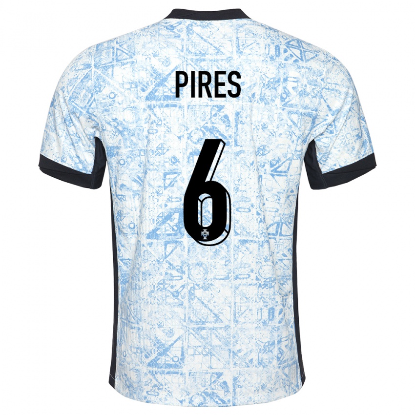Mænd Portugal Suzane Pires #6 Creme Blå Udebane Spillertrøjer 24-26 Trøje T-Shirt