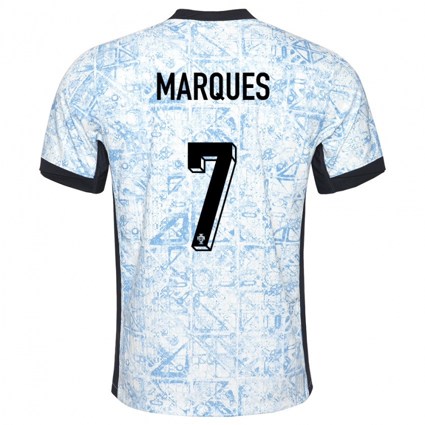 Mænd Portugal Vanessa Marques #7 Creme Blå Udebane Spillertrøjer 24-26 Trøje T-Shirt