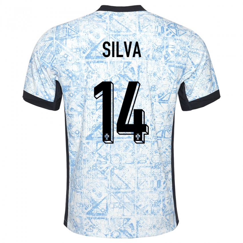 Mænd Portugal Dolores Silva #14 Creme Blå Udebane Spillertrøjer 24-26 Trøje T-Shirt