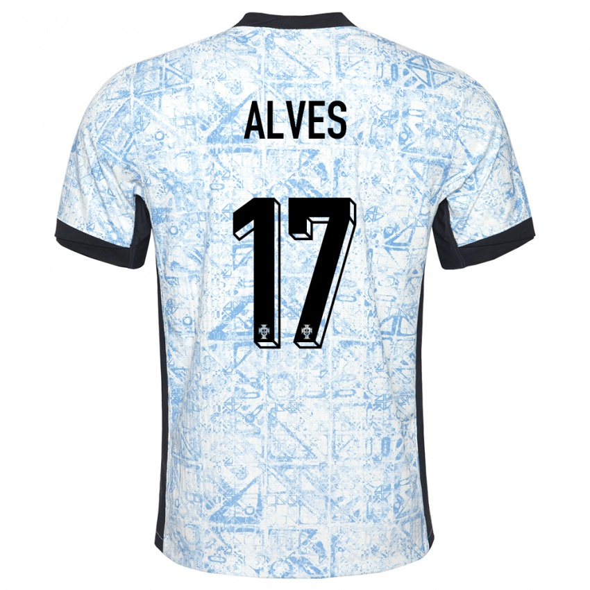 Mænd Portugal Lucia Alves #17 Creme Blå Udebane Spillertrøjer 24-26 Trøje T-Shirt
