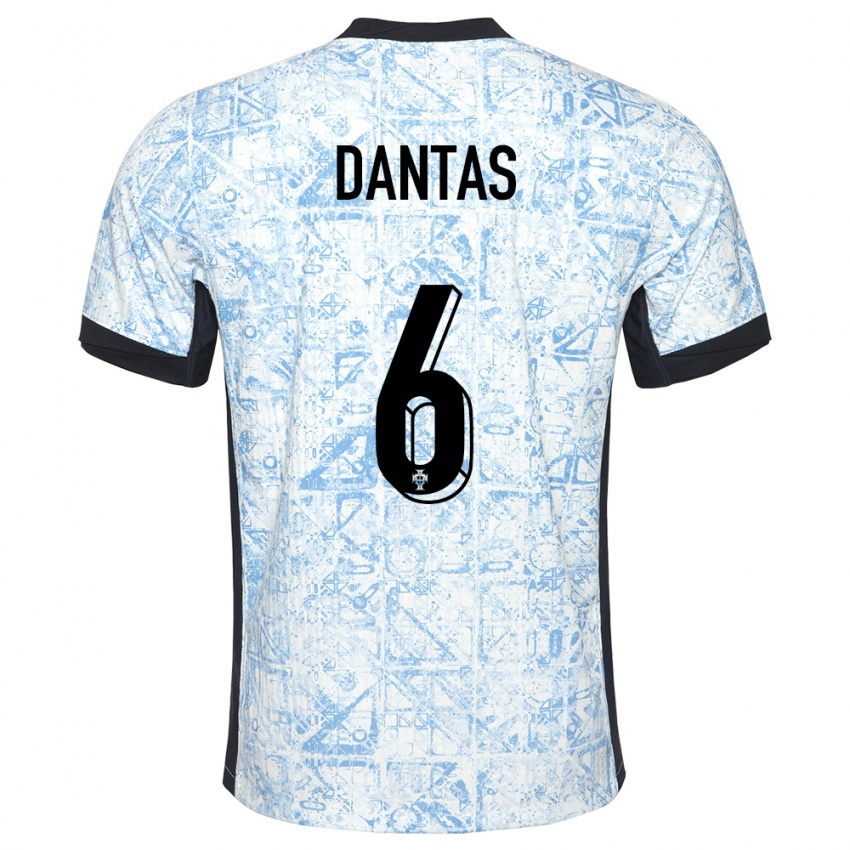 Mænd Portugal Tiago Dantas #6 Creme Blå Udebane Spillertrøjer 24-26 Trøje T-Shirt