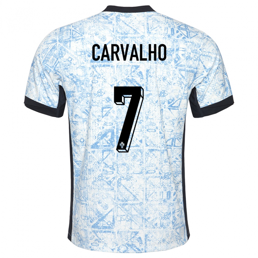 Mænd Portugal Fabio Carvalho #7 Creme Blå Udebane Spillertrøjer 24-26 Trøje T-Shirt