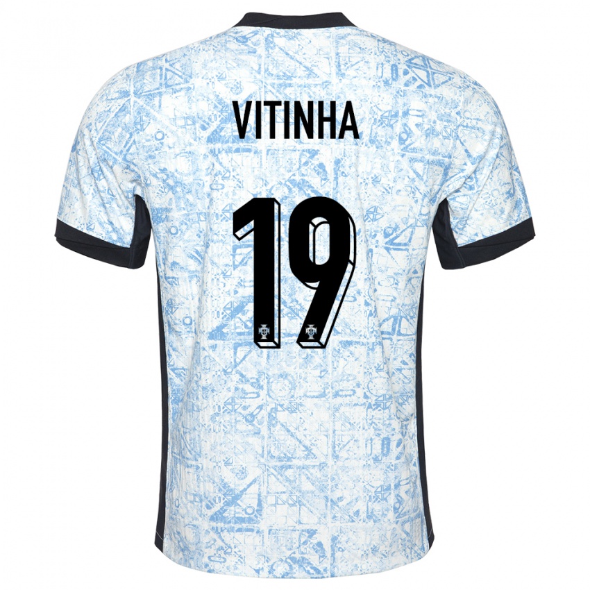 Mænd Portugal Vitinha #19 Creme Blå Udebane Spillertrøjer 24-26 Trøje T-Shirt