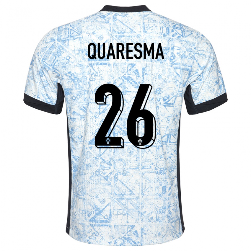 Mænd Portugal Eduardo Quaresma #26 Creme Blå Udebane Spillertrøjer 24-26 Trøje T-Shirt
