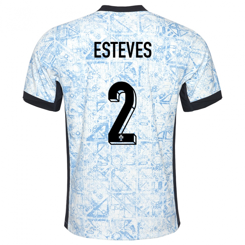 Mænd Portugal Goncalo Esteves #2 Creme Blå Udebane Spillertrøjer 24-26 Trøje T-Shirt