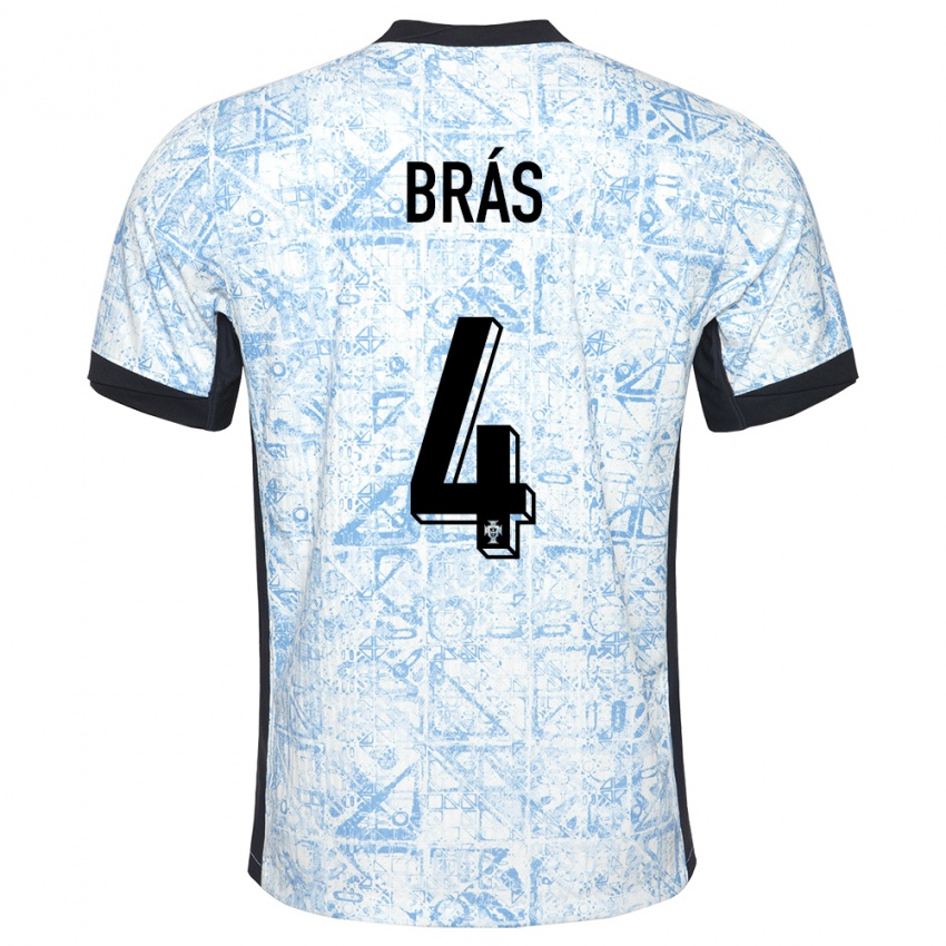 Mænd Portugal Gabi Bras #4 Creme Blå Udebane Spillertrøjer 24-26 Trøje T-Shirt