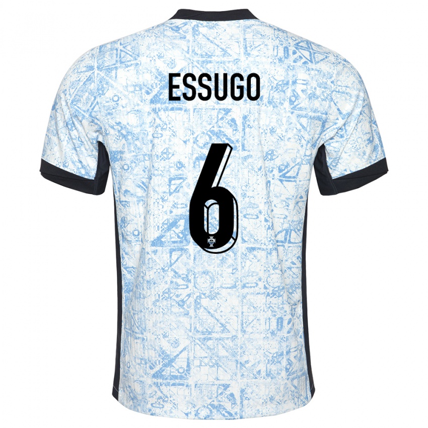Mænd Portugal Dario Essugo #6 Creme Blå Udebane Spillertrøjer 24-26 Trøje T-Shirt