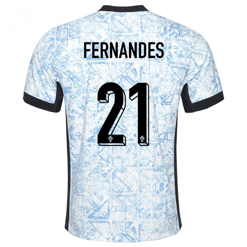 Mænd Portugal Mateus Fernandes #21 Creme Blå Udebane Spillertrøjer 24-26 Trøje T-Shirt