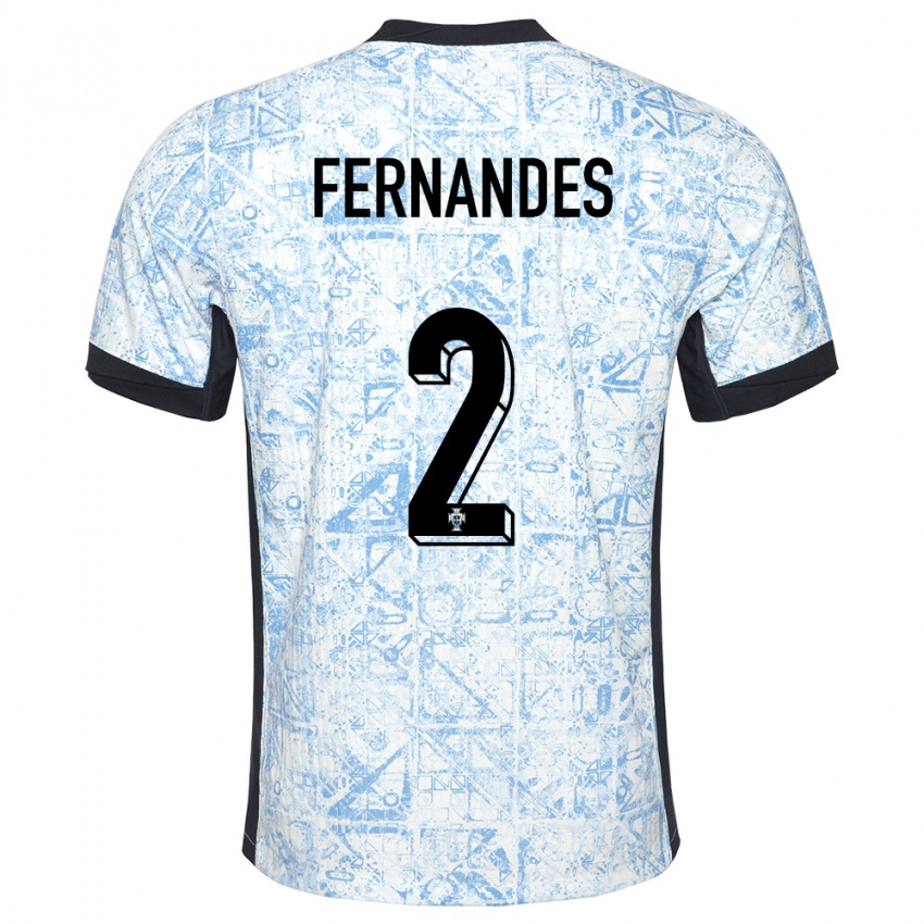 Mænd Portugal Martim Fernandes #2 Creme Blå Udebane Spillertrøjer 24-26 Trøje T-Shirt