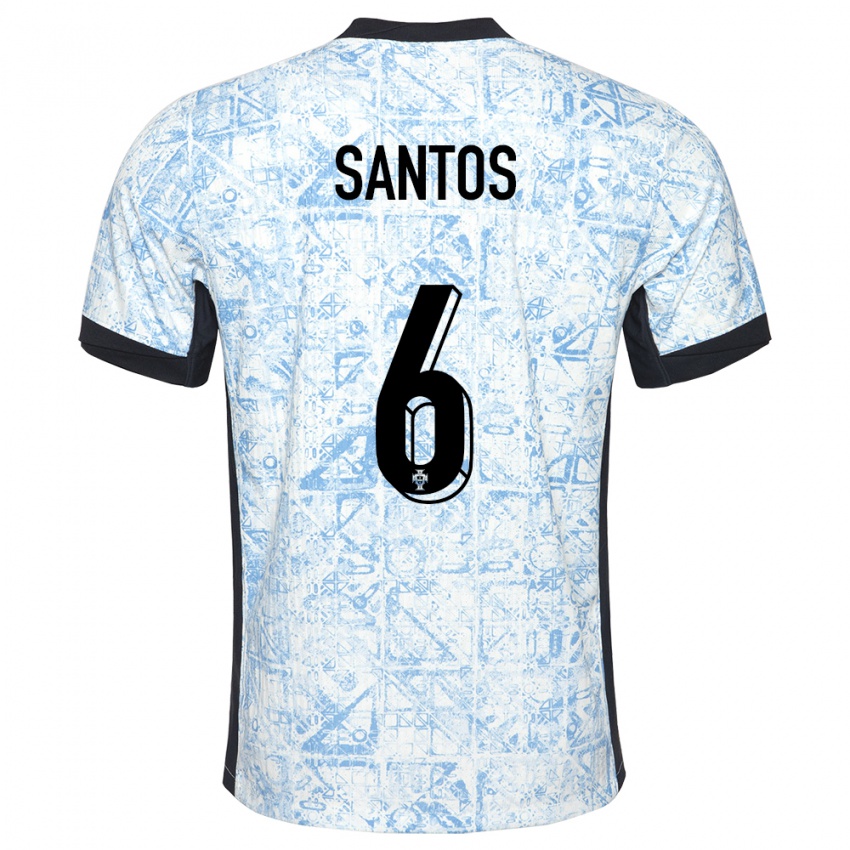 Mænd Portugal Vasco Santos #6 Creme Blå Udebane Spillertrøjer 24-26 Trøje T-Shirt