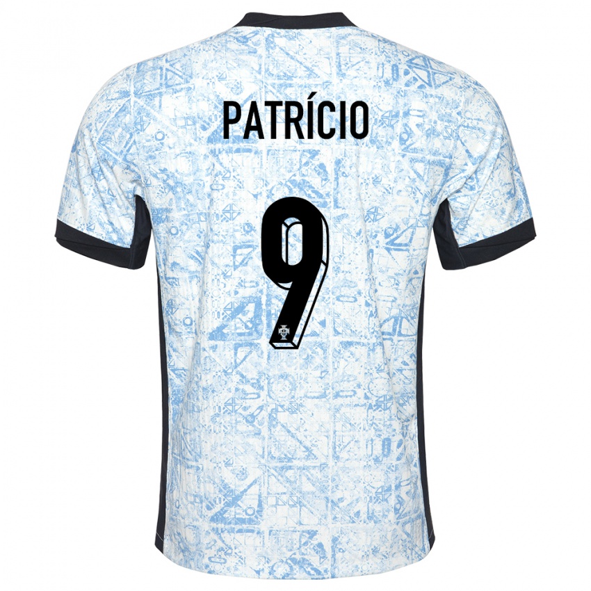 Mænd Portugal Nuno Patricio #9 Creme Blå Udebane Spillertrøjer 24-26 Trøje T-Shirt