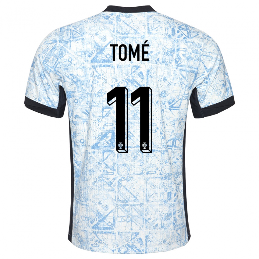 Mænd Portugal Olivio Tome #11 Creme Blå Udebane Spillertrøjer 24-26 Trøje T-Shirt