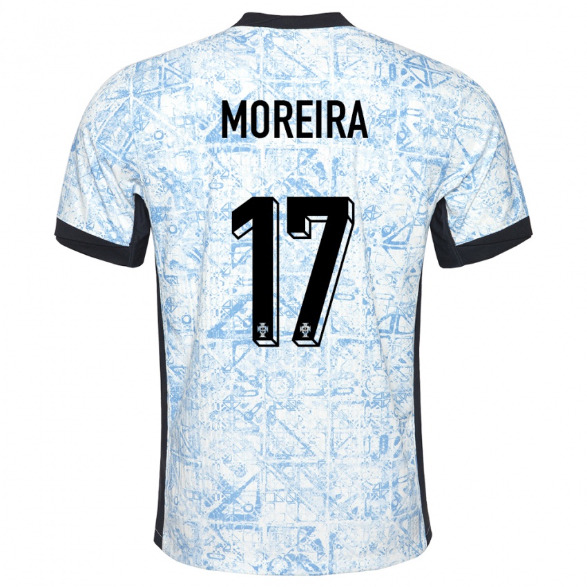 Mænd Portugal Goncalo Moreira #17 Creme Blå Udebane Spillertrøjer 24-26 Trøje T-Shirt