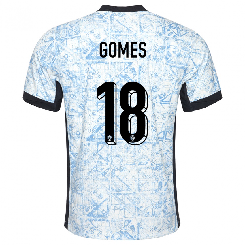 Mænd Portugal Andre Gomes #18 Creme Blå Udebane Spillertrøjer 24-26 Trøje T-Shirt
