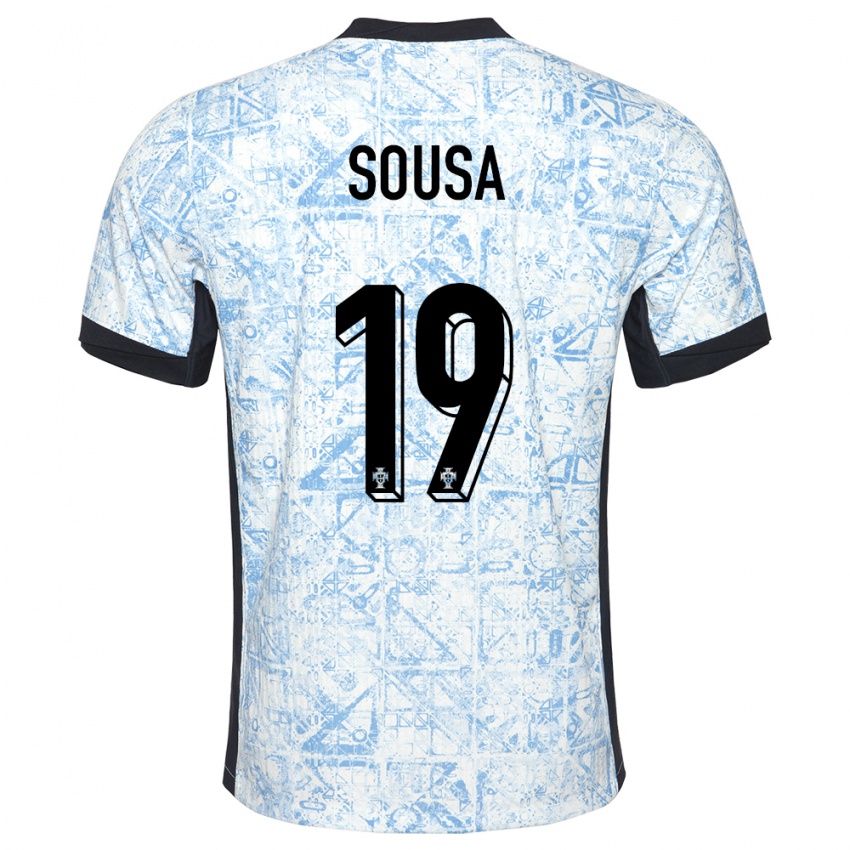 Mænd Portugal Goncalo Sousa #19 Creme Blå Udebane Spillertrøjer 24-26 Trøje T-Shirt