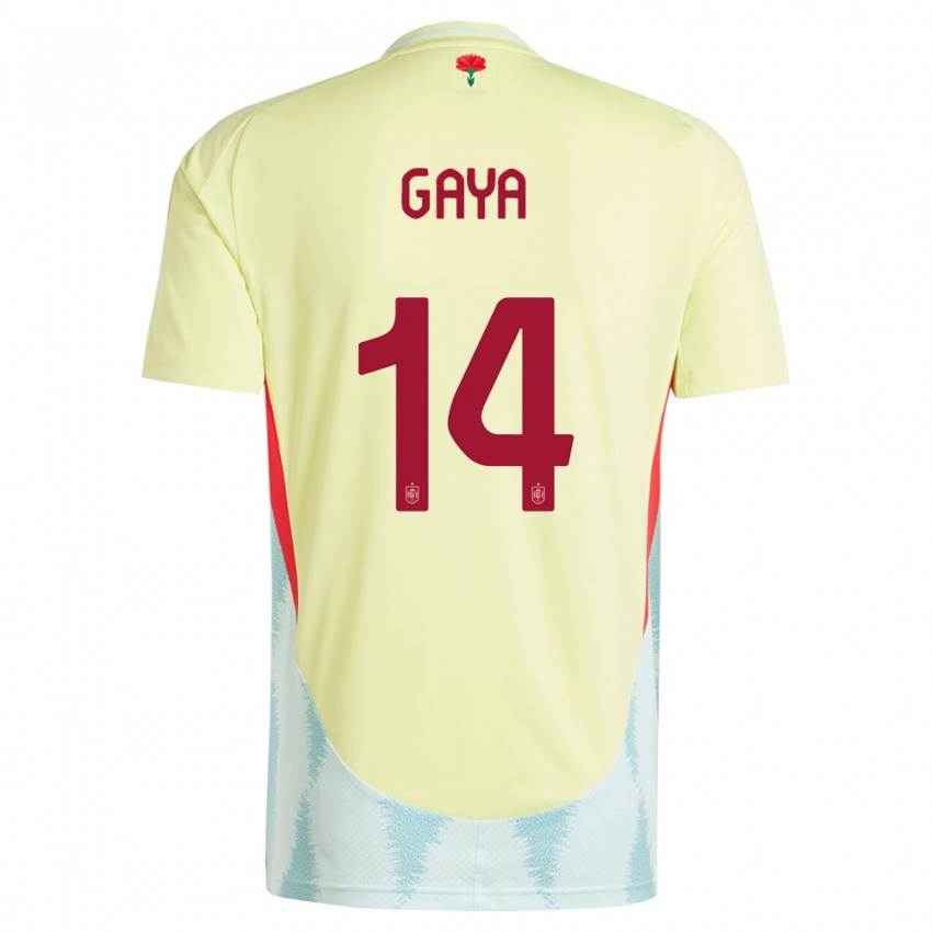 Mænd Spanien Jose Gaya #14 Gul Udebane Spillertrøjer 24-26 Trøje T-Shirt