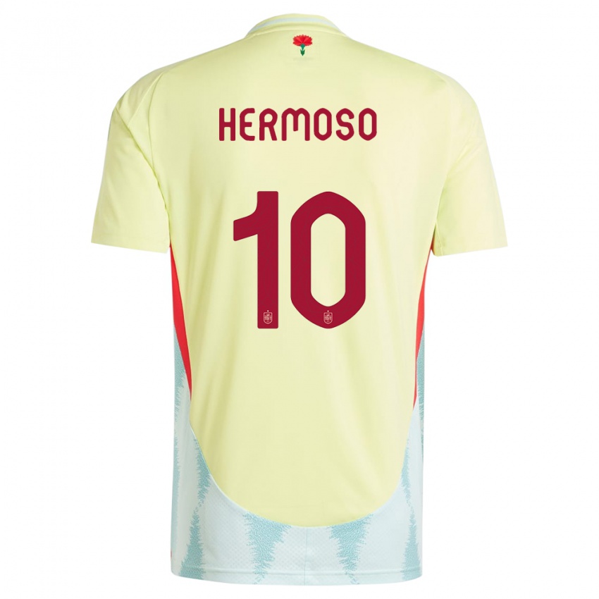 Mænd Spanien Jennifer Hermoso #10 Gul Udebane Spillertrøjer 24-26 Trøje T-Shirt