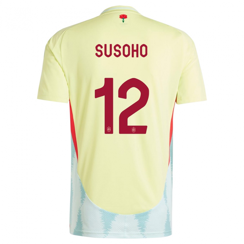 Mænd Spanien Mahamadou Susoho #12 Gul Udebane Spillertrøjer 24-26 Trøje T-Shirt