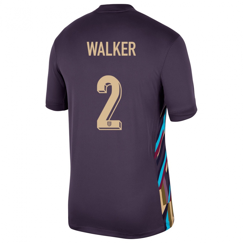 Mænd England Kyle Walker #2 Mørk Rosin Udebane Spillertrøjer 24-26 Trøje T-Shirt