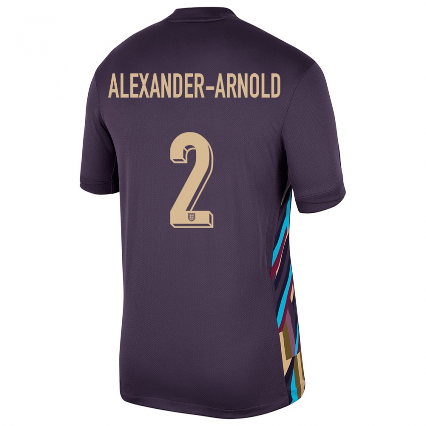 Mænd England Trent Alexander-Arnold #2 Mørk Rosin Udebane Spillertrøjer 24-26 Trøje T-Shirt
