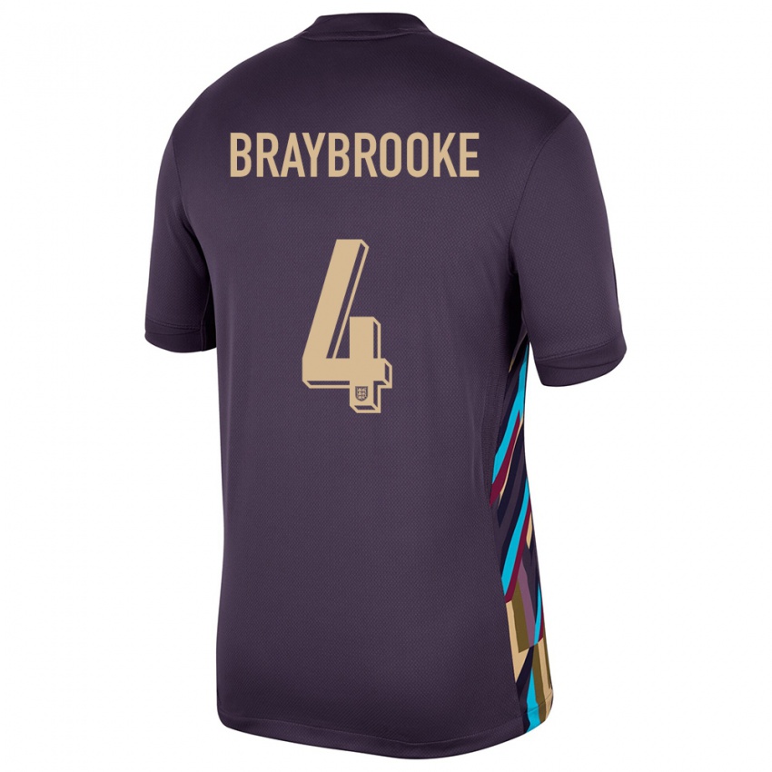 Mænd England Samuel Braybrooke #4 Mørk Rosin Udebane Spillertrøjer 24-26 Trøje T-Shirt