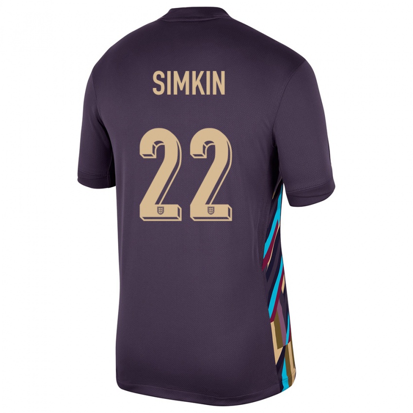 Mænd England Tommy Simkin #22 Mørk Rosin Udebane Spillertrøjer 24-26 Trøje T-Shirt