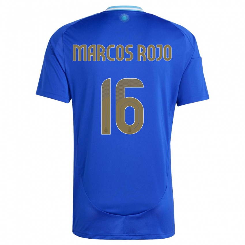 Mænd Argentina Marcos Rojo #16 Blå Udebane Spillertrøjer 24-26 Trøje T-Shirt