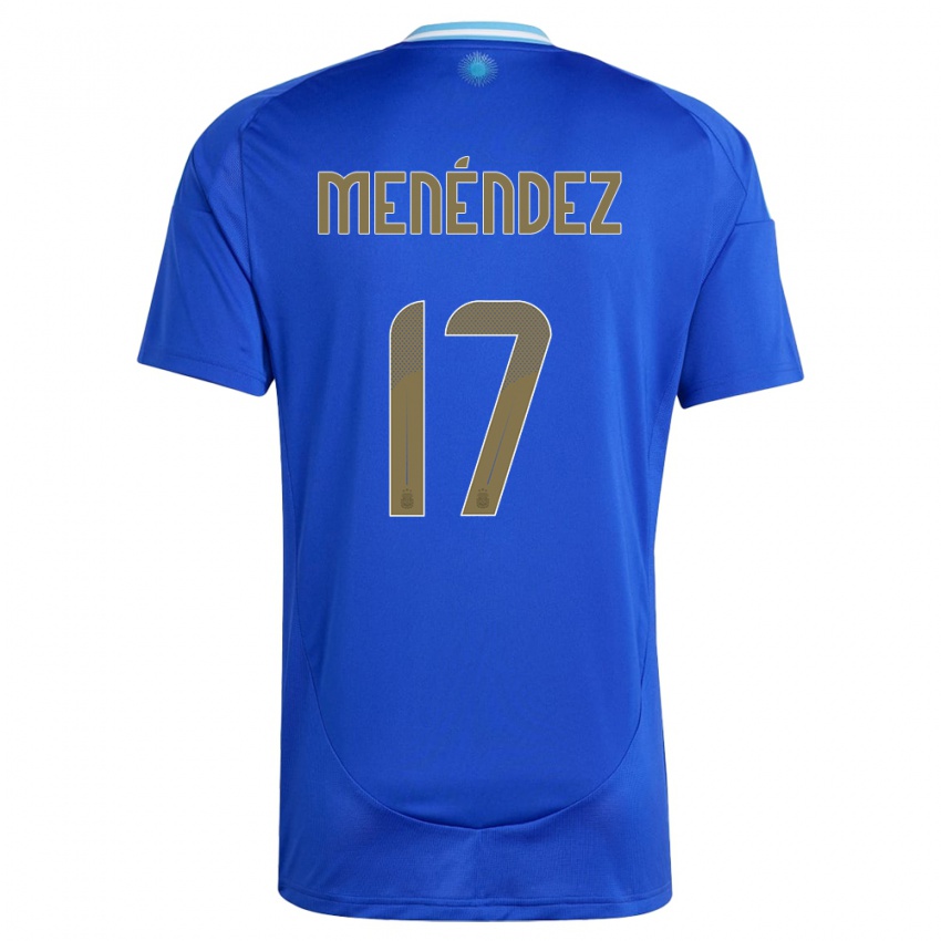 Mænd Argentina Milagros Menendez #17 Blå Udebane Spillertrøjer 24-26 Trøje T-Shirt