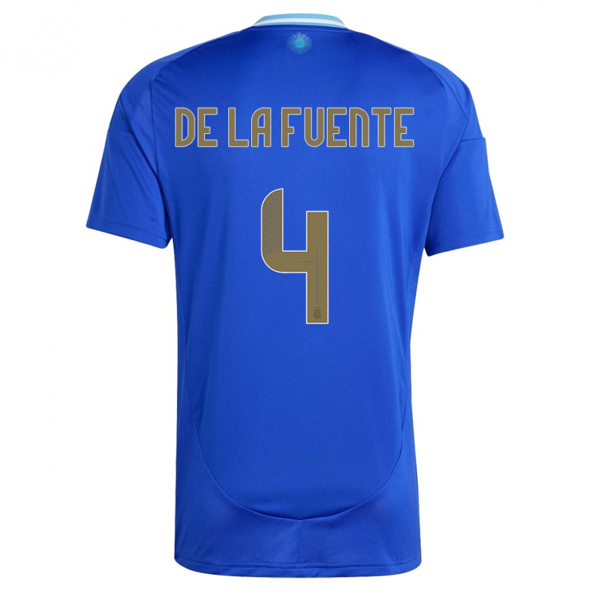 Mænd Argentina Hernan De La Fuente #4 Blå Udebane Spillertrøjer 24-26 Trøje T-Shirt